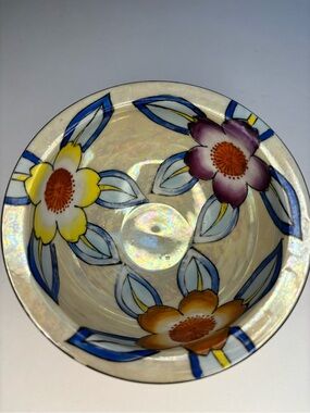 Vintage TRICO Nagoya Japan Lusterware Floral Bowl Hand Decorated 5"